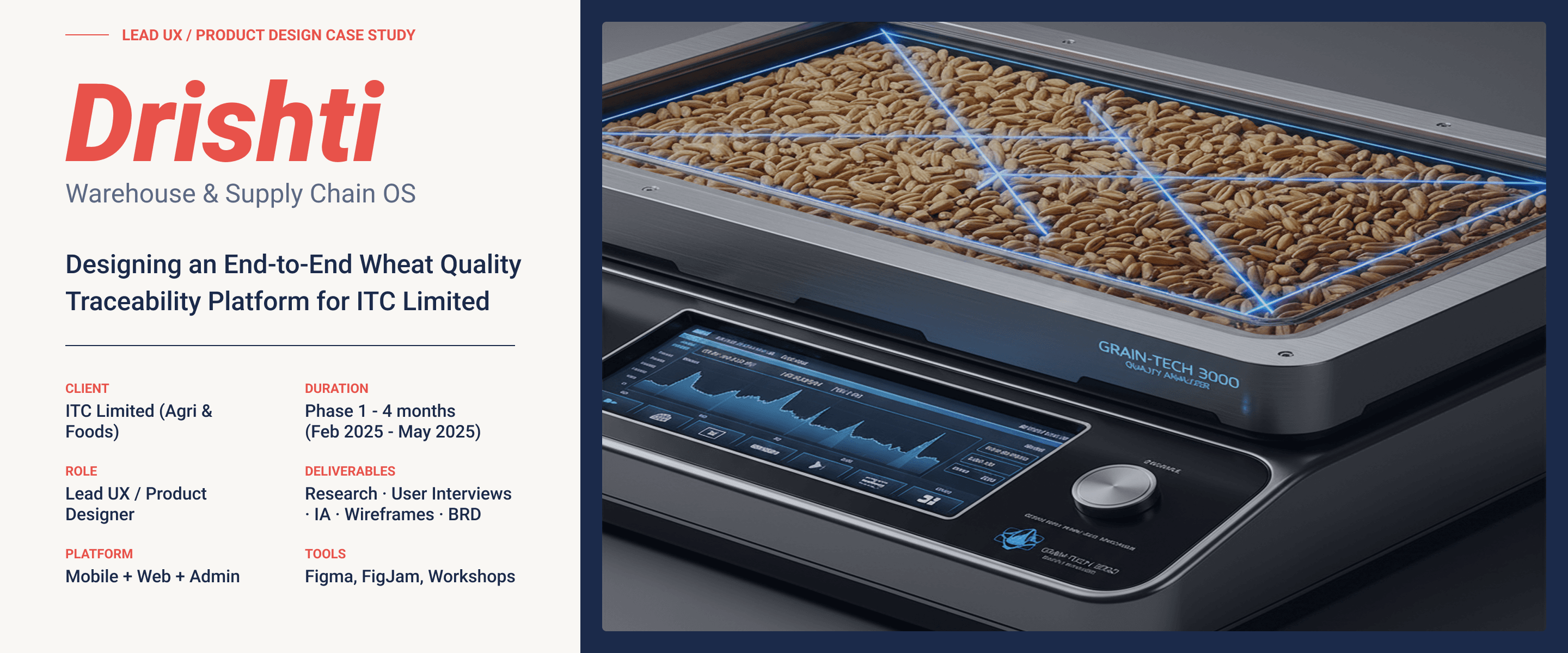 Drishti Case Study Cover - Designing an End-to-End Wheat Quality Traceability Platform for ITC Limited